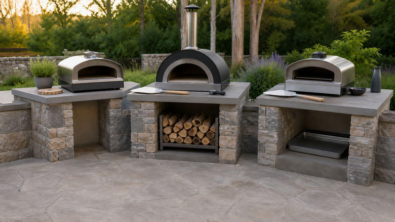 Outdoor pizza ovens compared by gas, wood and multi-fuel setup