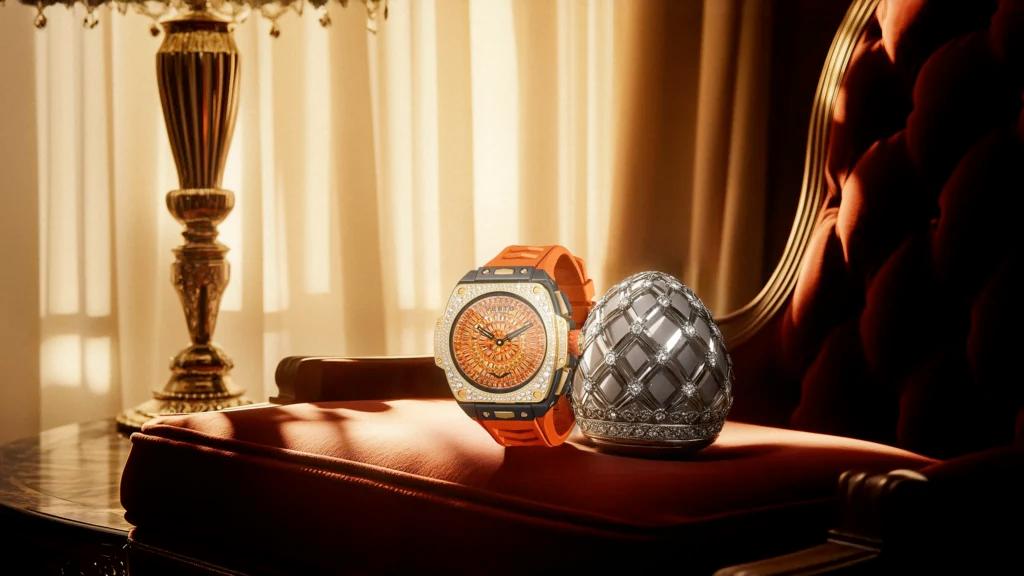 A close-up of a sophisticated luxury sports watch on a wrist.