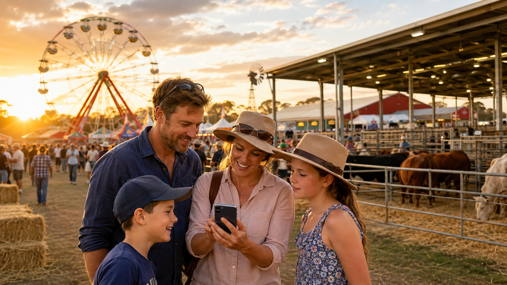 Family plans a route through an Australian agricultural show
