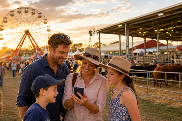 Family plans a route through an Australian agricultural show