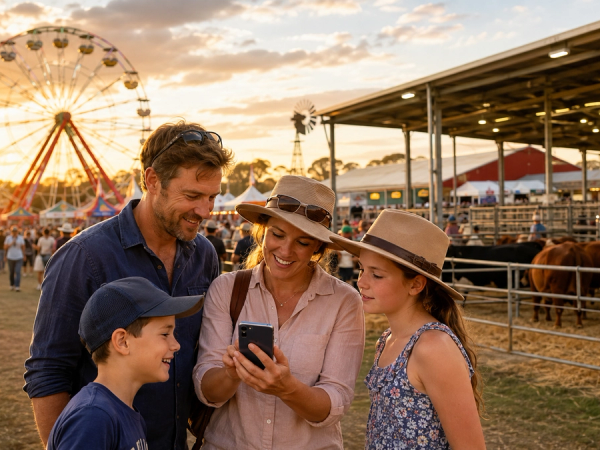 Family plans a route through an Australian agricultural show