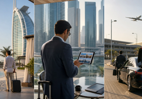 Traveller comparing Dubai luxury hotels for beach, business and stopover trips