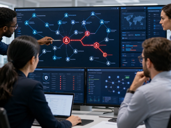 A security team reviewing an AI-agent intrusion timeline, access tokens and audit evidence