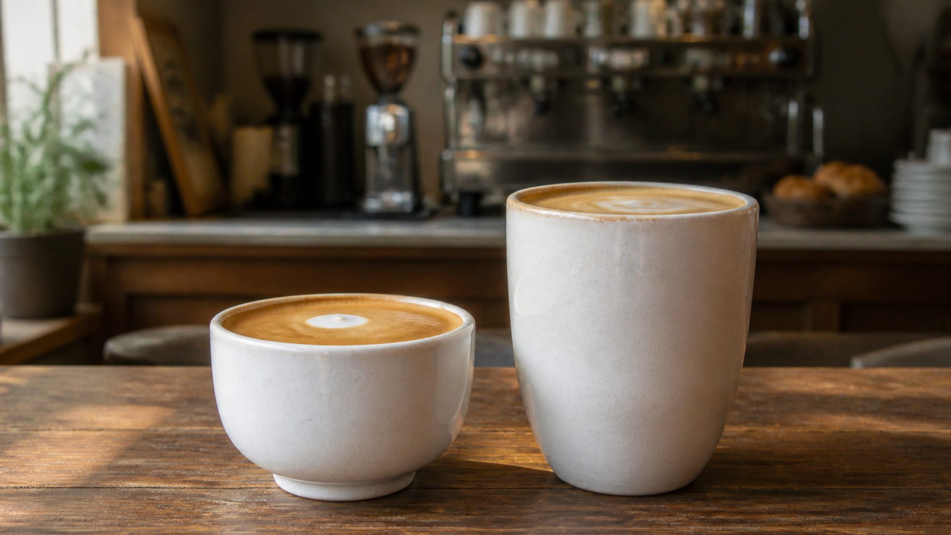 Flat White vs Latte shown as a practical side-by-side comparison