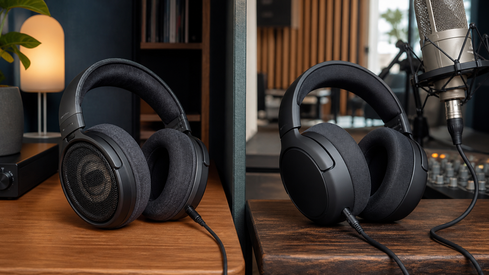 Open-Back vs Closed-Back Headphones shown in a practical side-by-side comparison