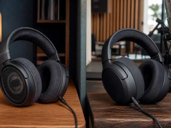 Open-Back vs Closed-Back Headphones shown in a practical side-by-side comparison