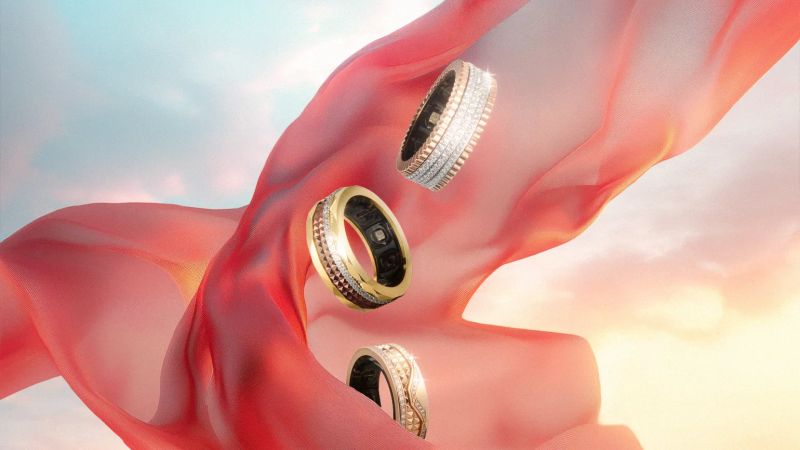 A luxury smart ring being used, demonstrating the blend of technology and style.