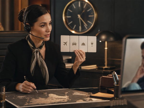 Human concierge coordinating linked travel arrangements after a disruption