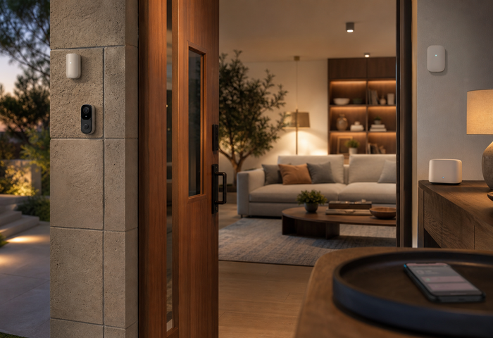 Discreet home security system with local control and privacy-aware design