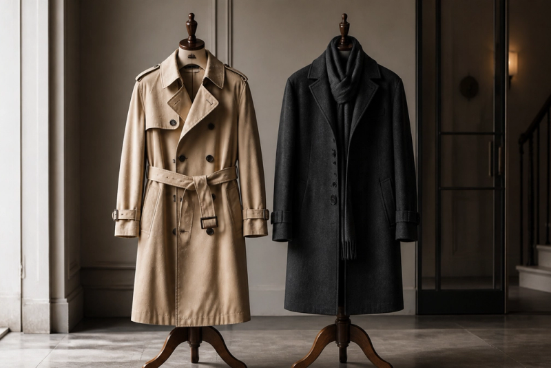 Trench Coat vs Overcoat shown in a practical side-by-side comparison