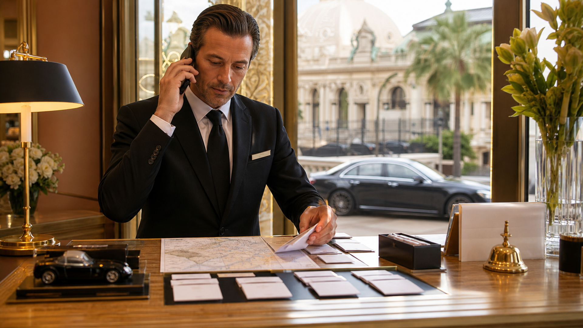 A concierge specialist coordinating hotel, transport and dining logistics for guests attending a major global final