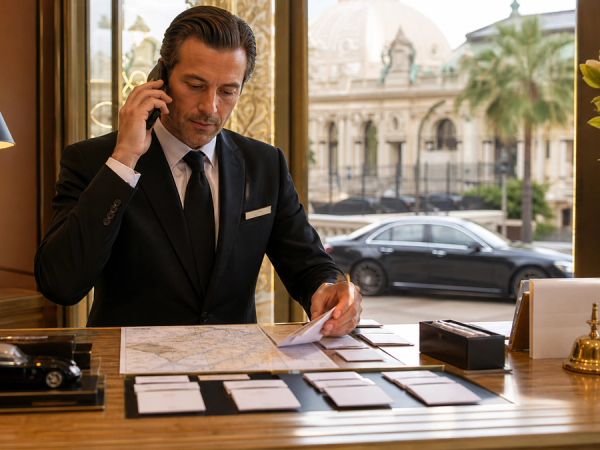 A concierge specialist coordinating hotel, transport and dining logistics for guests attending a major global final