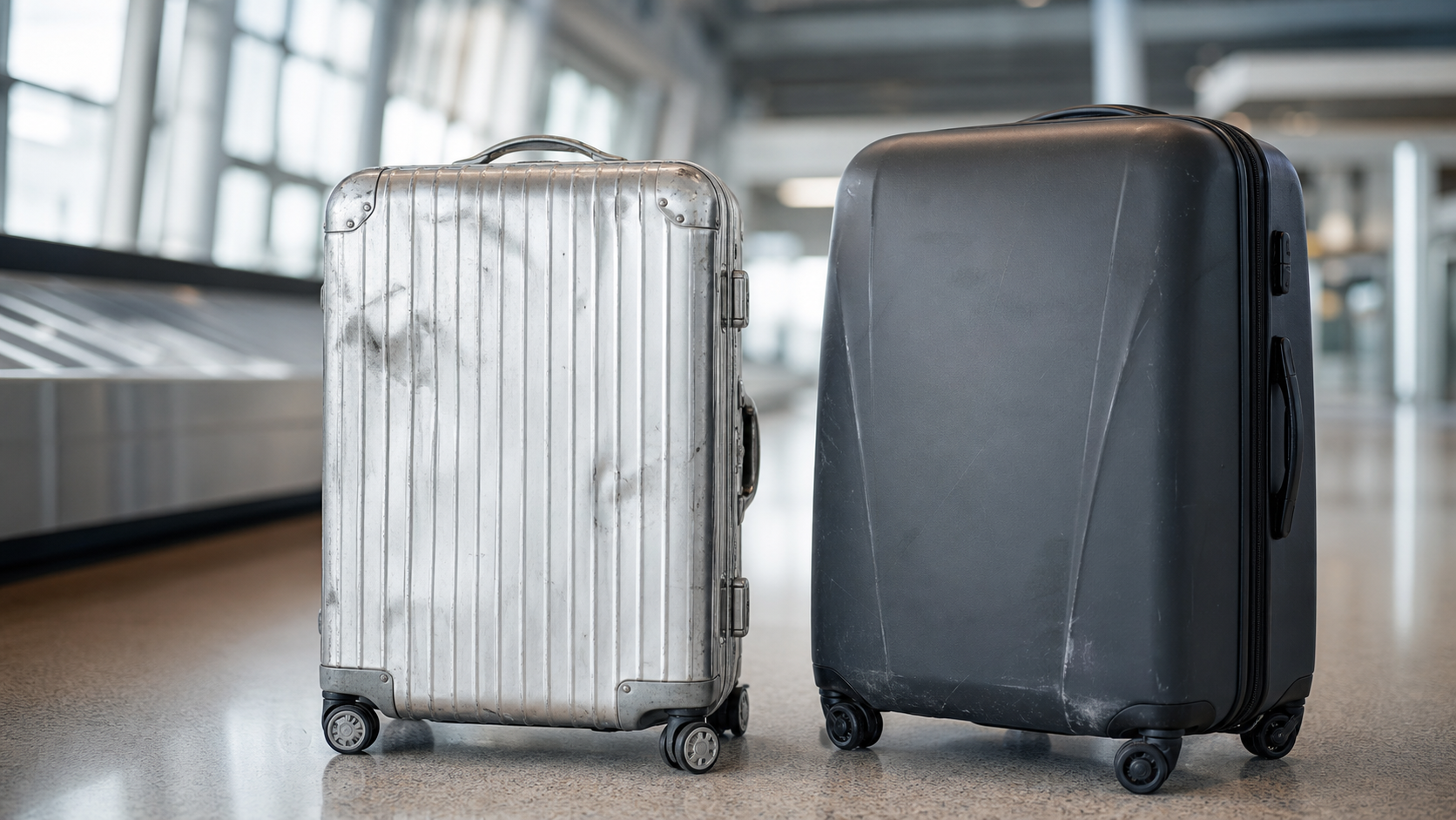 Aluminium vs Polycarbonate Luggage shown as a practical side-by-side comparison