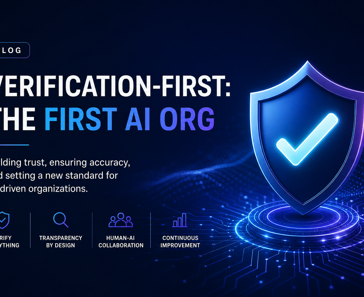 VERTU blog cover — verification-first-ai-native-organization