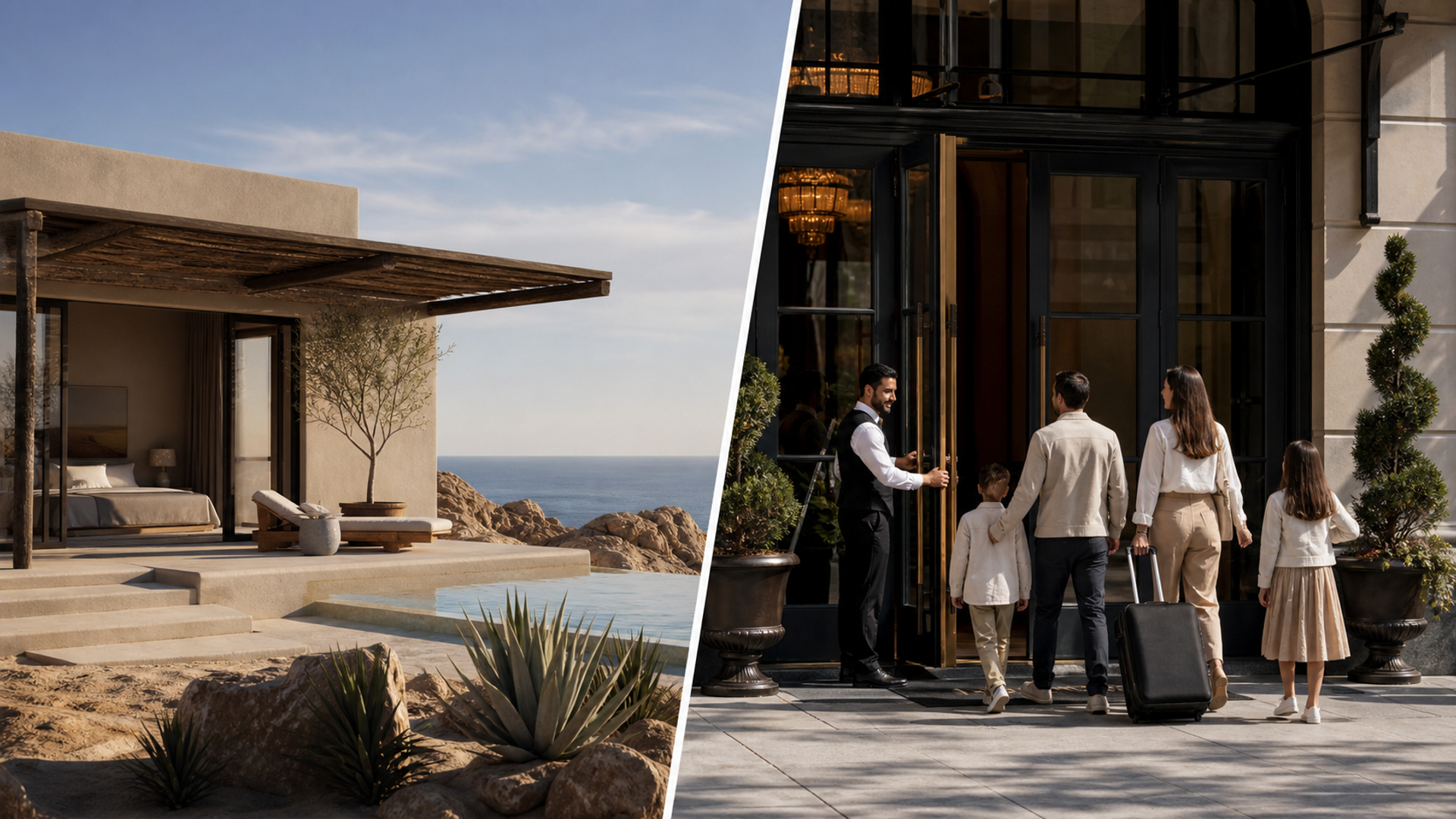 Secluded minimalist resort and full-service luxury hotel experiences compared