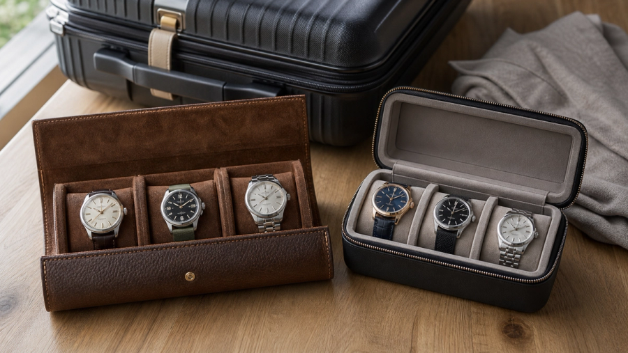 Watch roll and structured travel case compared for luxury watch protection