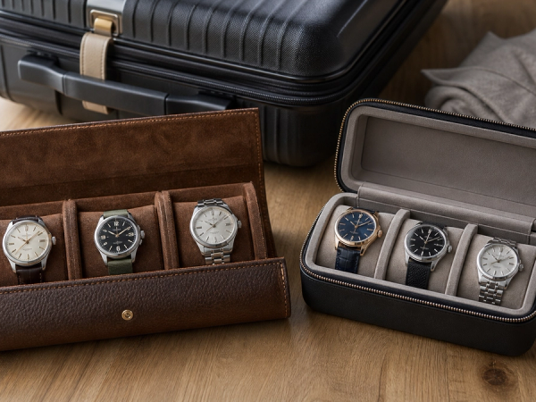 Watch roll and structured travel case compared for luxury watch protection