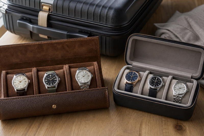 Watch roll and structured travel case compared for luxury watch protection