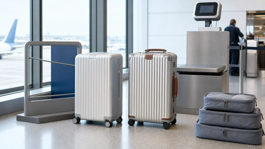 Modern and heritage aluminium cabin suitcases compared for airline fit and daily handling