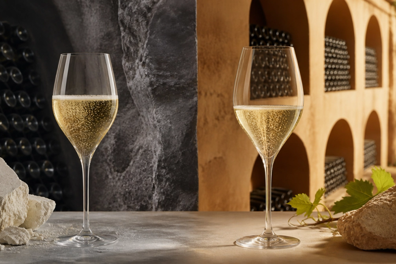 Champagne vs Cava shown in a practical side-by-side comparison