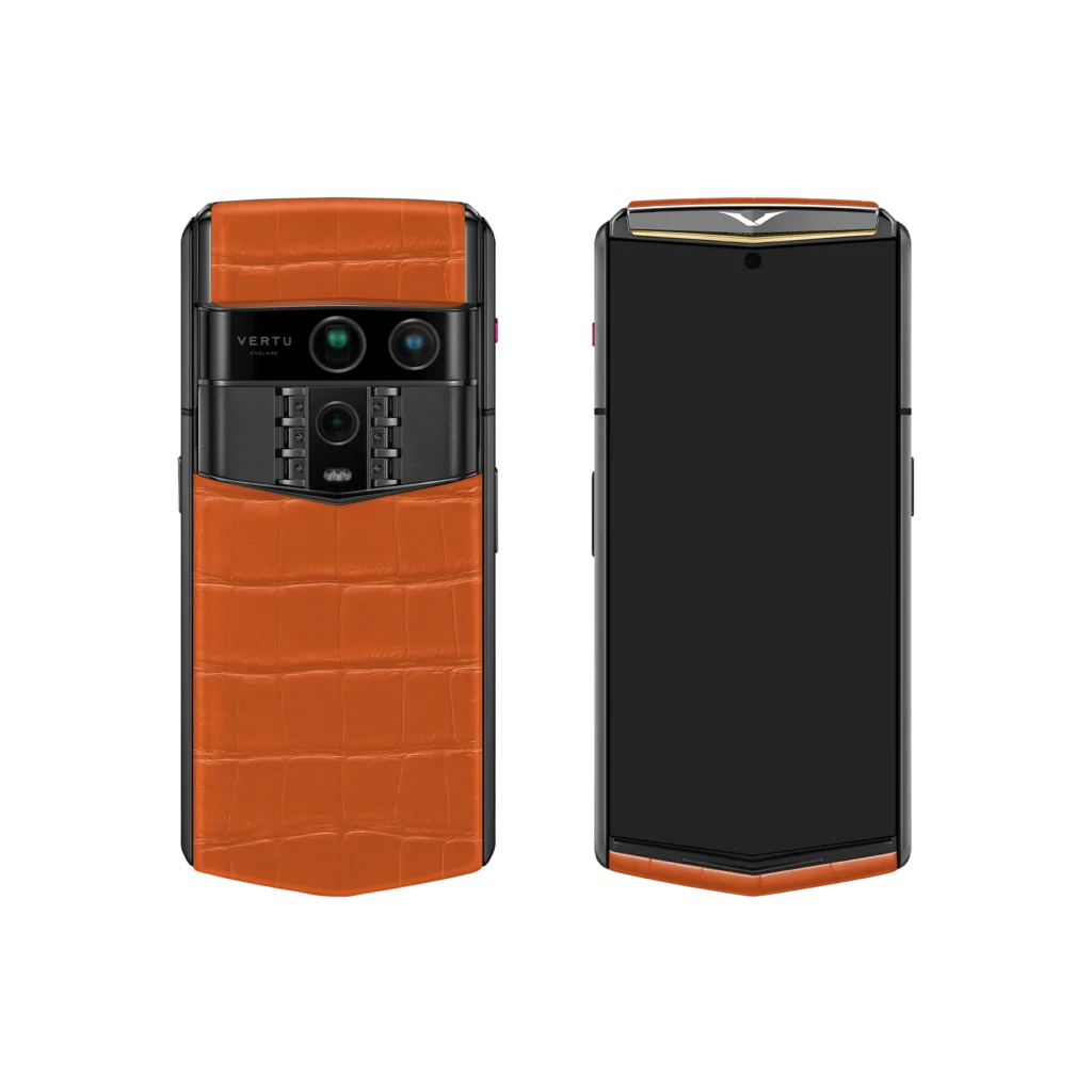 The Vertu AI Aura Ring in Fortune Orange, showcasing its vibrant colour and sleek design.