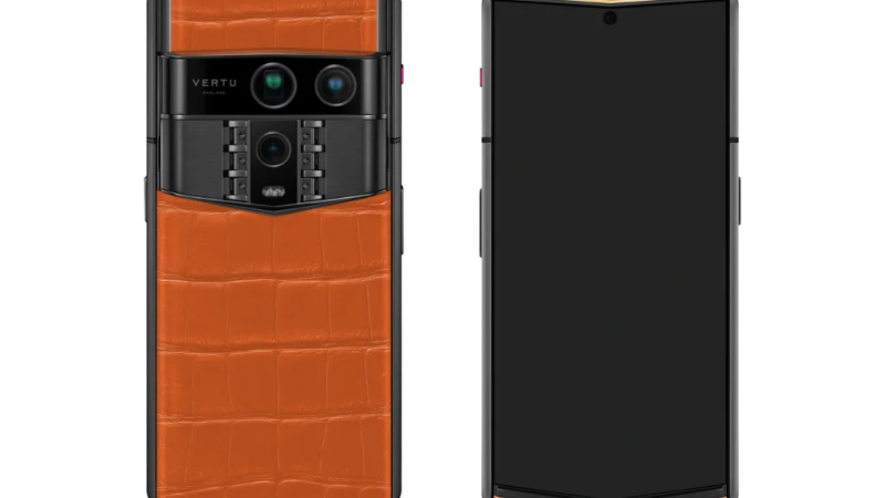 The Vertu AI Aura Ring in Fortune Orange, showcasing its vibrant colour and sleek design.