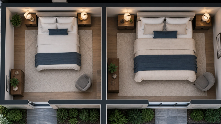 King vs Queen Mattress shown in a practical side-by-side comparison