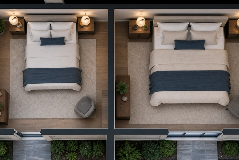 King vs Queen Mattress shown in a practical side-by-side comparison