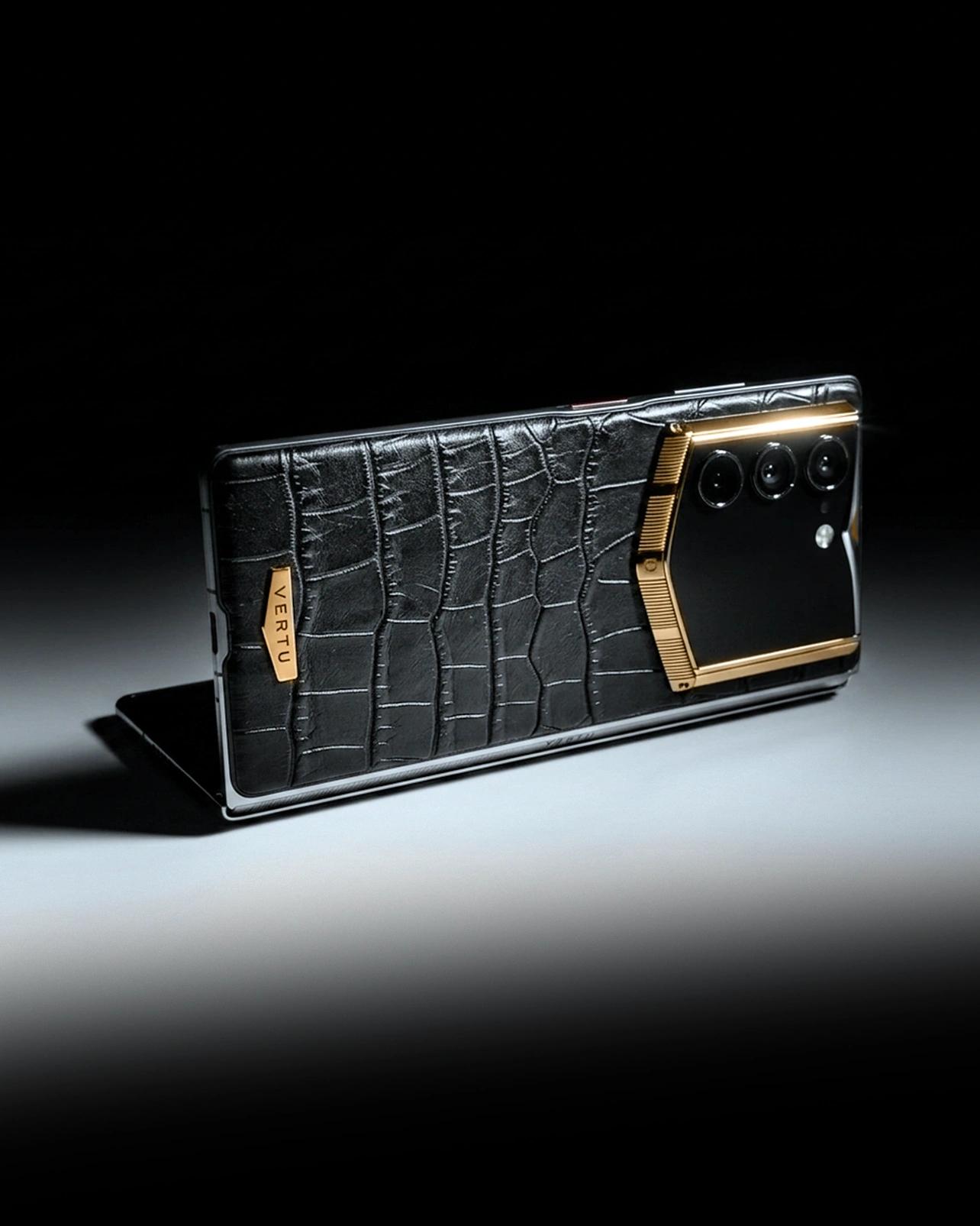 A bespoke VERTU phone crafted from exotic alligator skin.