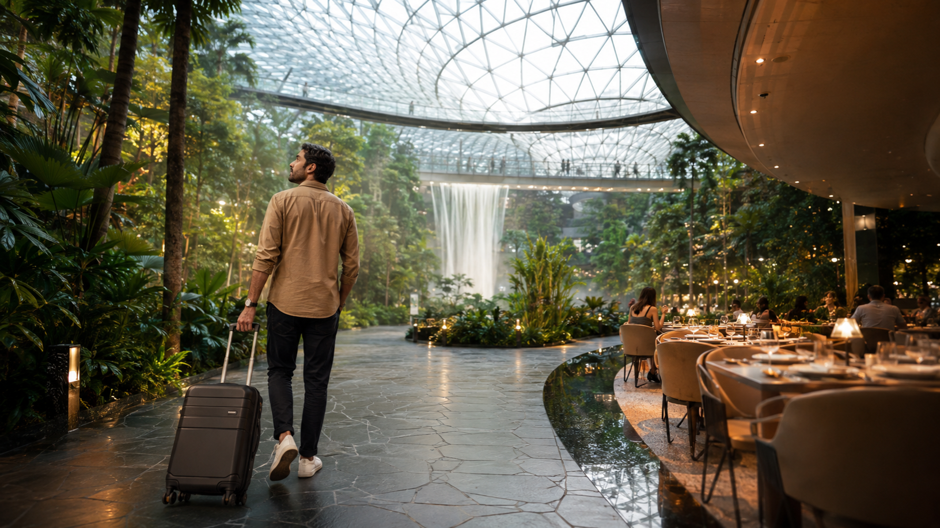 Four-hour Jewel Changi itinerary connecting waterfall, canopy attraction and dining