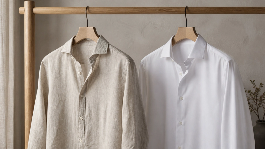 Linen vs Cotton Shirt shown in a practical side-by-side comparison