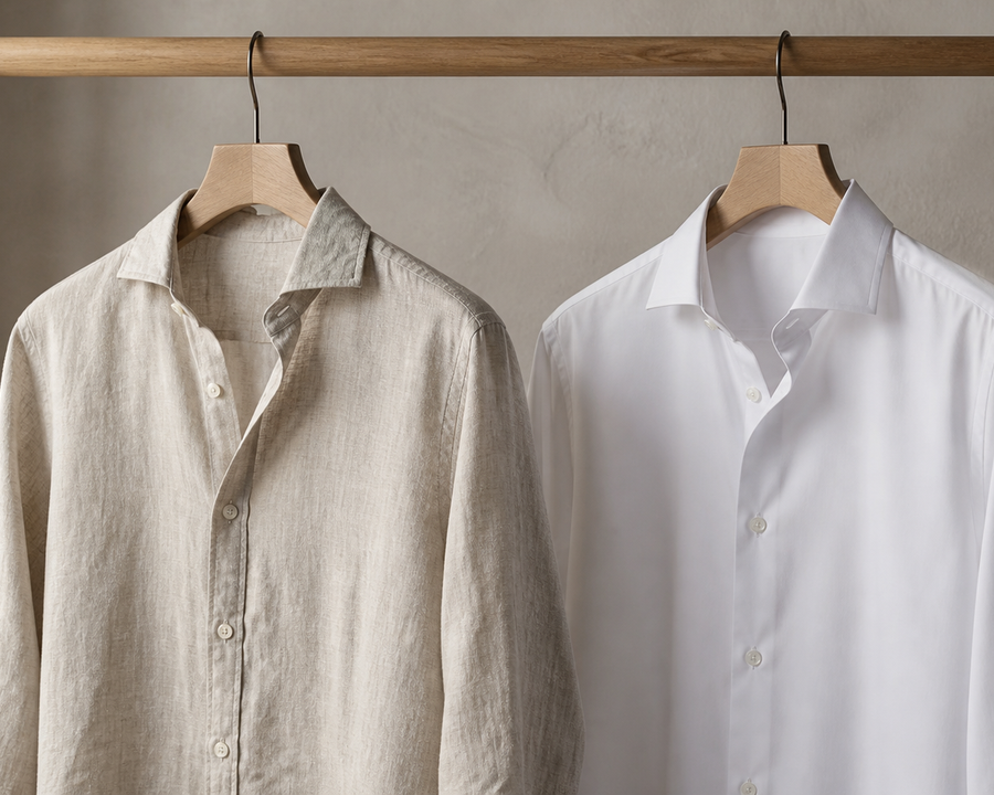 Linen vs Cotton Shirt shown in a practical side-by-side comparison