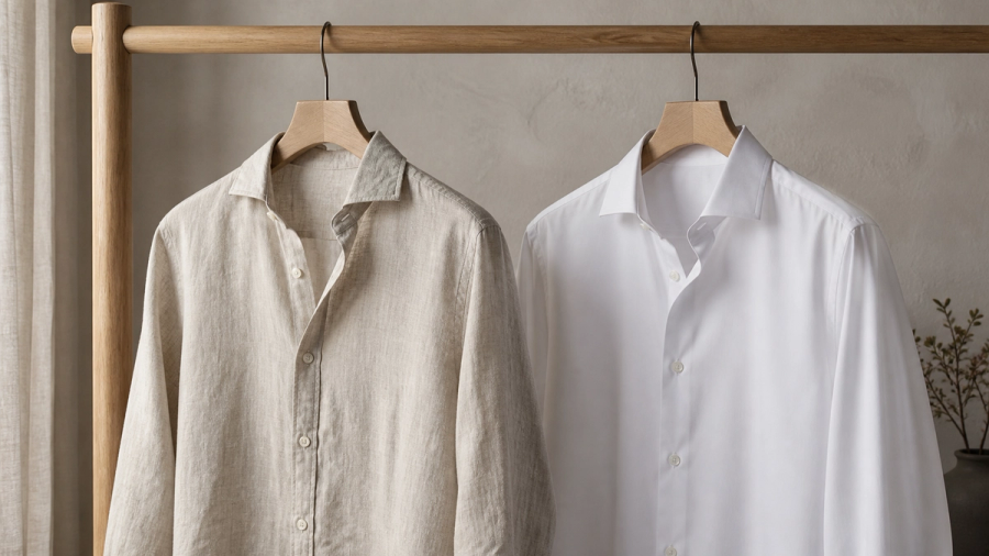 Linen vs Cotton Shirt shown in a practical side-by-side comparison