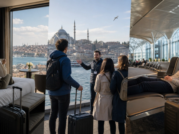 Istanbul connection choices between a hotel, city tour and airside rest