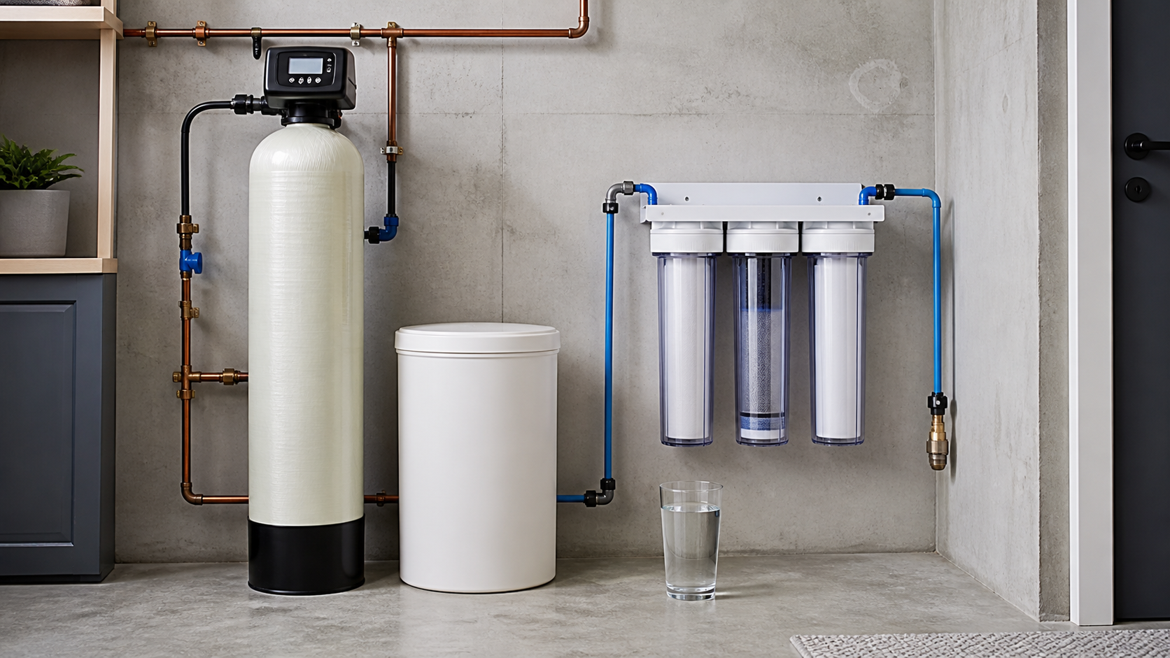 Water Softener vs Water Filter shown in a practical side-by-side comparison