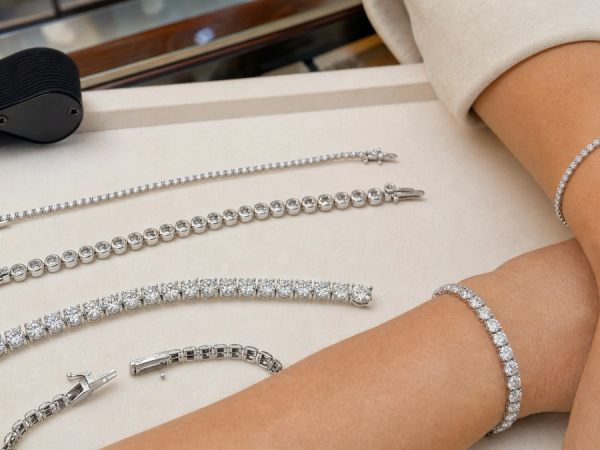 Diamond tennis bracelets compared by prong setting, bezel setting, clasp and wrist fit