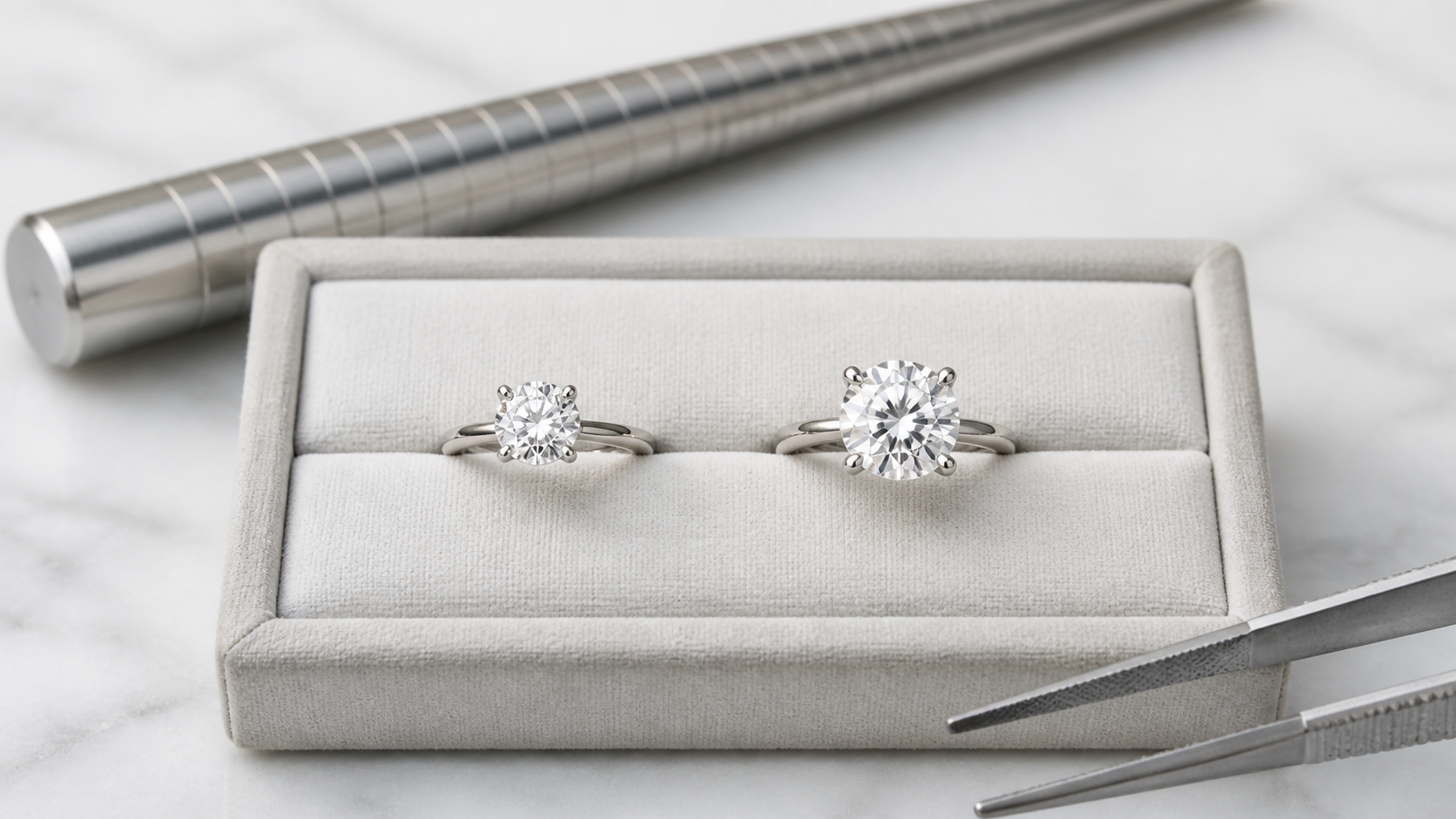 1-Carat vs 2-Carat Diamond shown as a practical comparison
