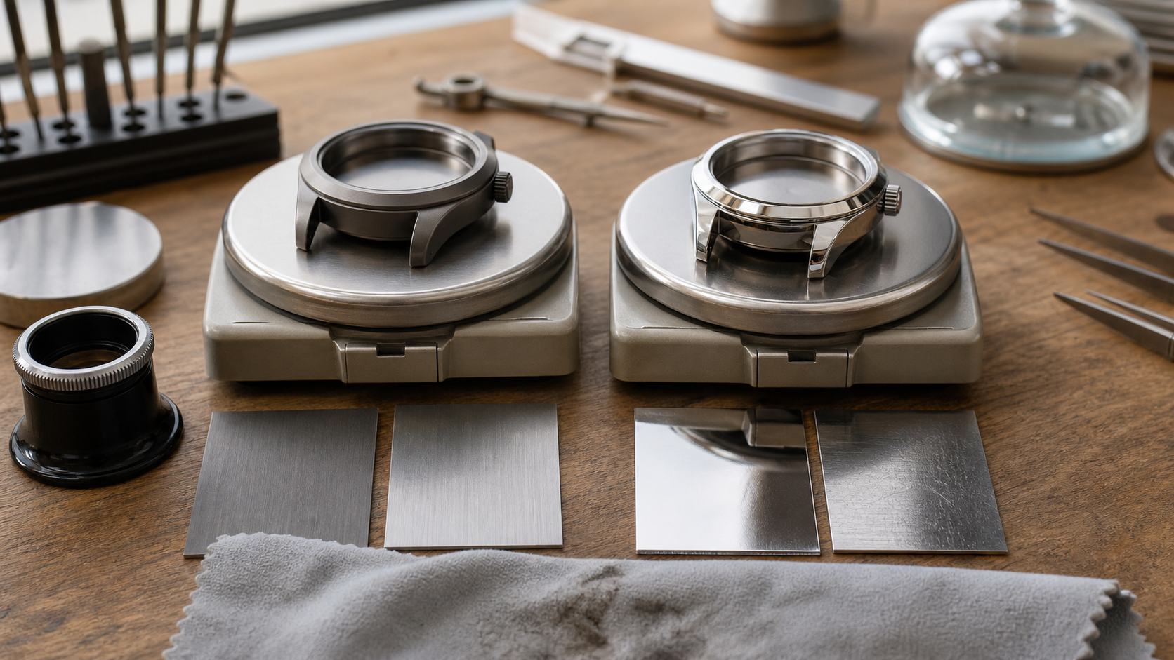 Titanium and stainless-steel watch cases compared for weight, finish and wear