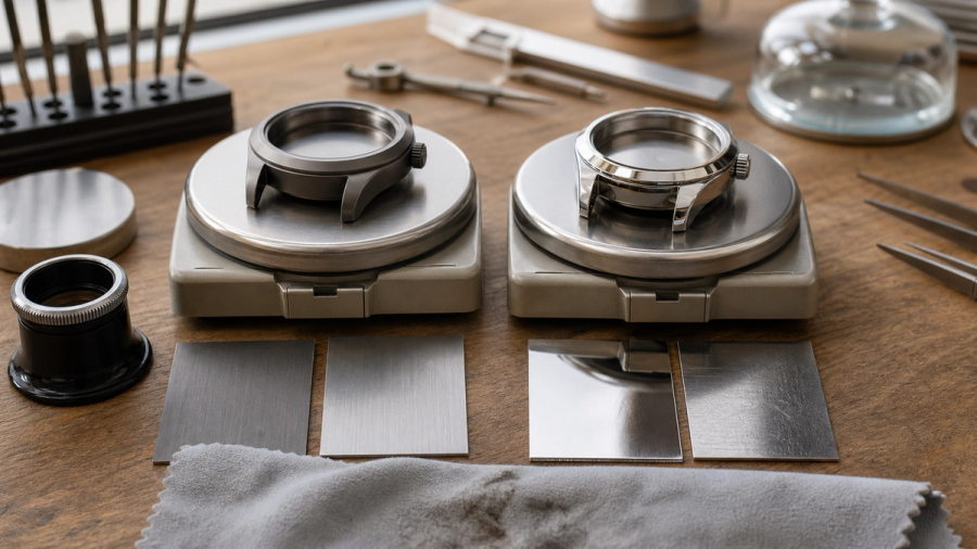 Titanium and stainless-steel watch cases compared for weight, finish and wear
