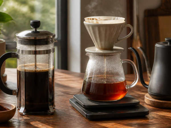 French Press vs Pour Over shown in a practical side-by-side comparison
