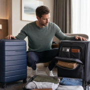 Hard-shell and soft-shell suitcases compared with the same business-travel wardrobe