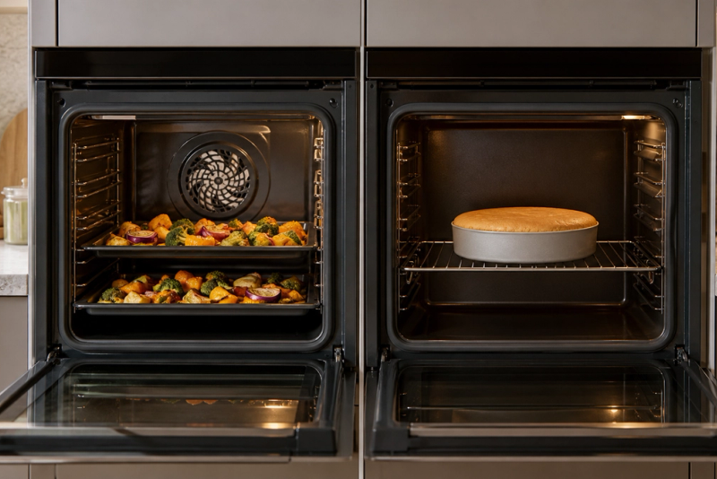 Convection vs Conventional Oven shown as a practical side-by-side comparison