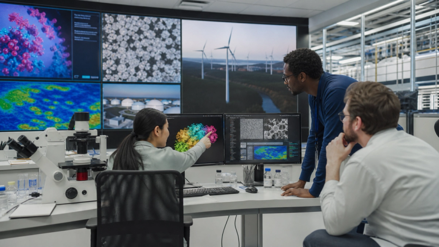 Scientists evaluating an open AI model across energy, materials and biology research