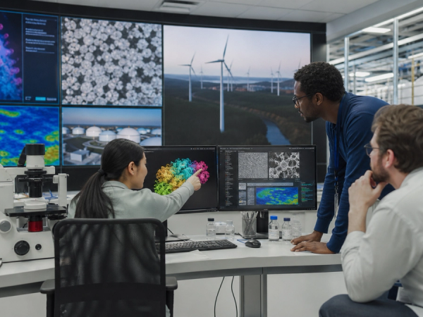 Scientists evaluating an open AI model across energy, materials and biology research