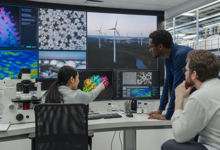 Scientists evaluating an open AI model across energy, materials and biology research
