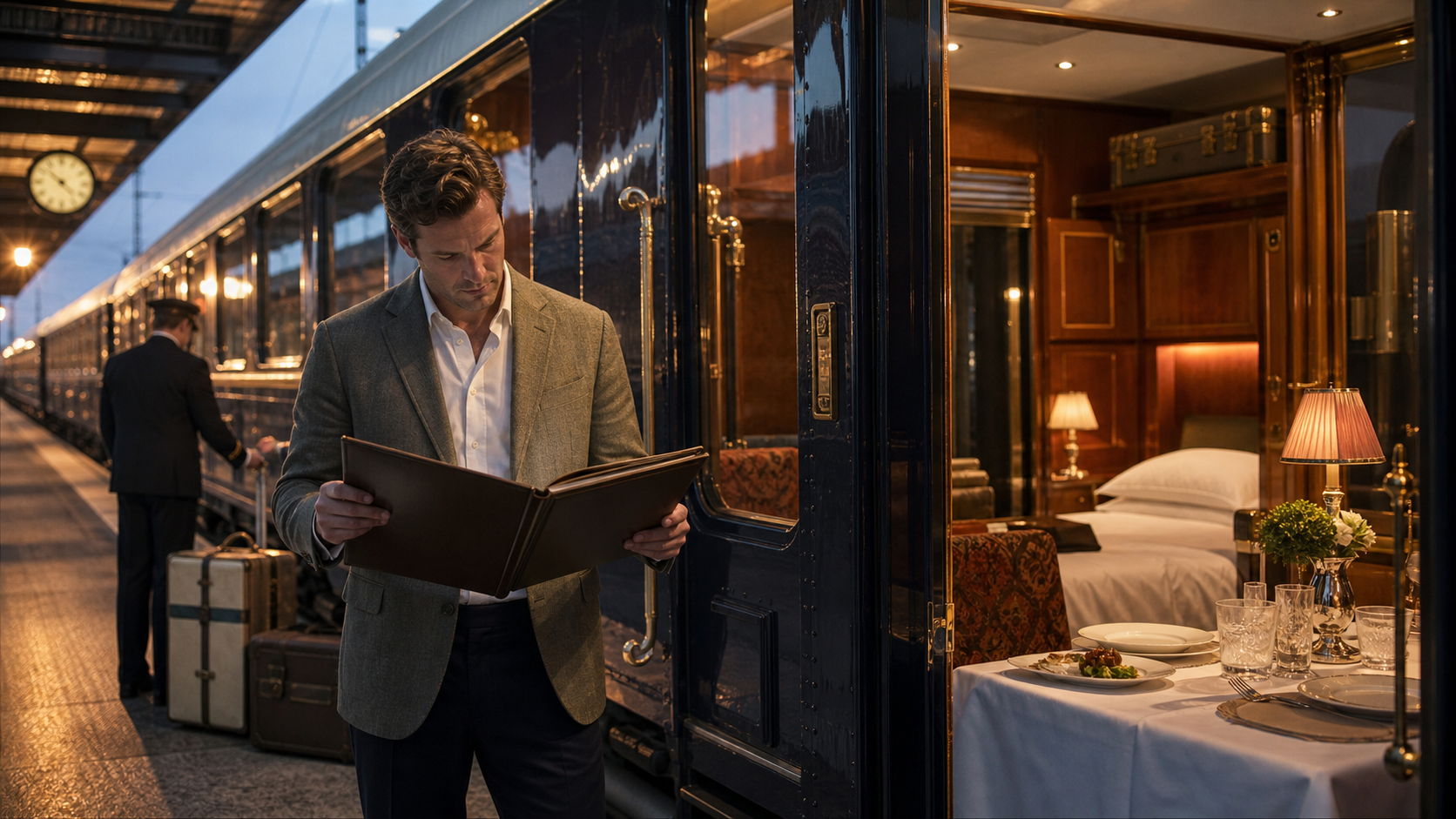 Traveller comparing luxury sleeper train fares and journey inclusions