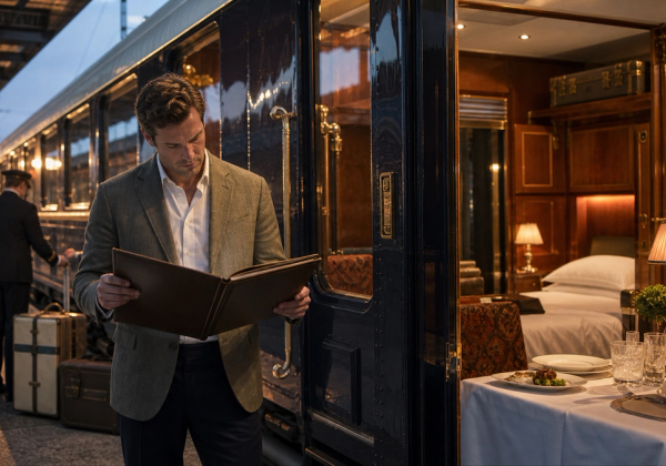 Traveller comparing luxury sleeper train fares and journey inclusions