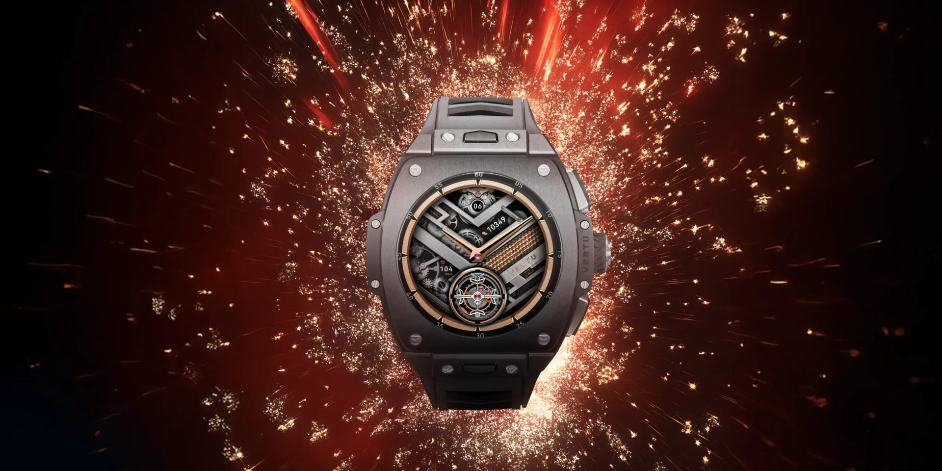 Close-up of a sophisticated smart luxury watch face and casing