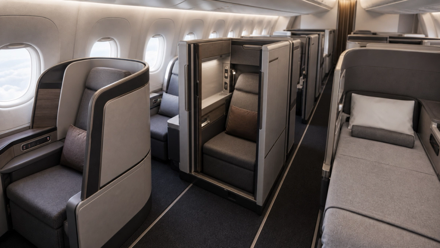 Different lie-flat Business Class seat layouts compared inside a long-haul aircraft