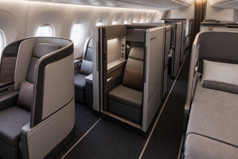 Different lie-flat Business Class seat layouts compared inside a long-haul aircraft